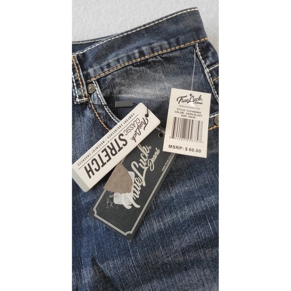 True Luck Jeans Men`s Size 36x30 Blue Denim Bootcut Stretch Western Embroidered - Picture 7 of 11
